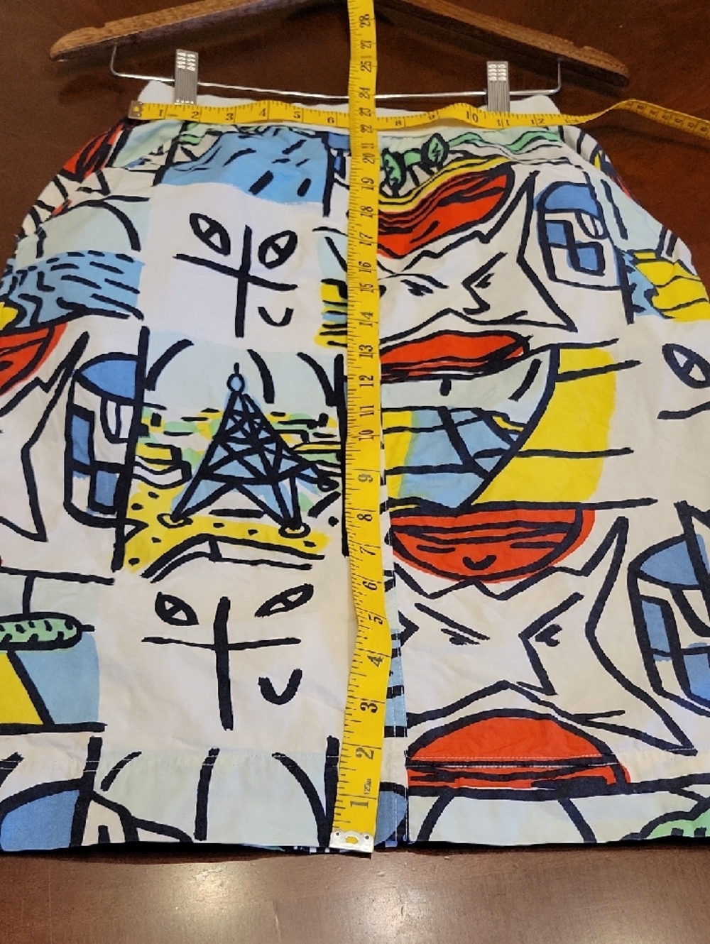 Abstract Multi-Color Cotton Blend Pencil Skirt - Picture 4 of 5